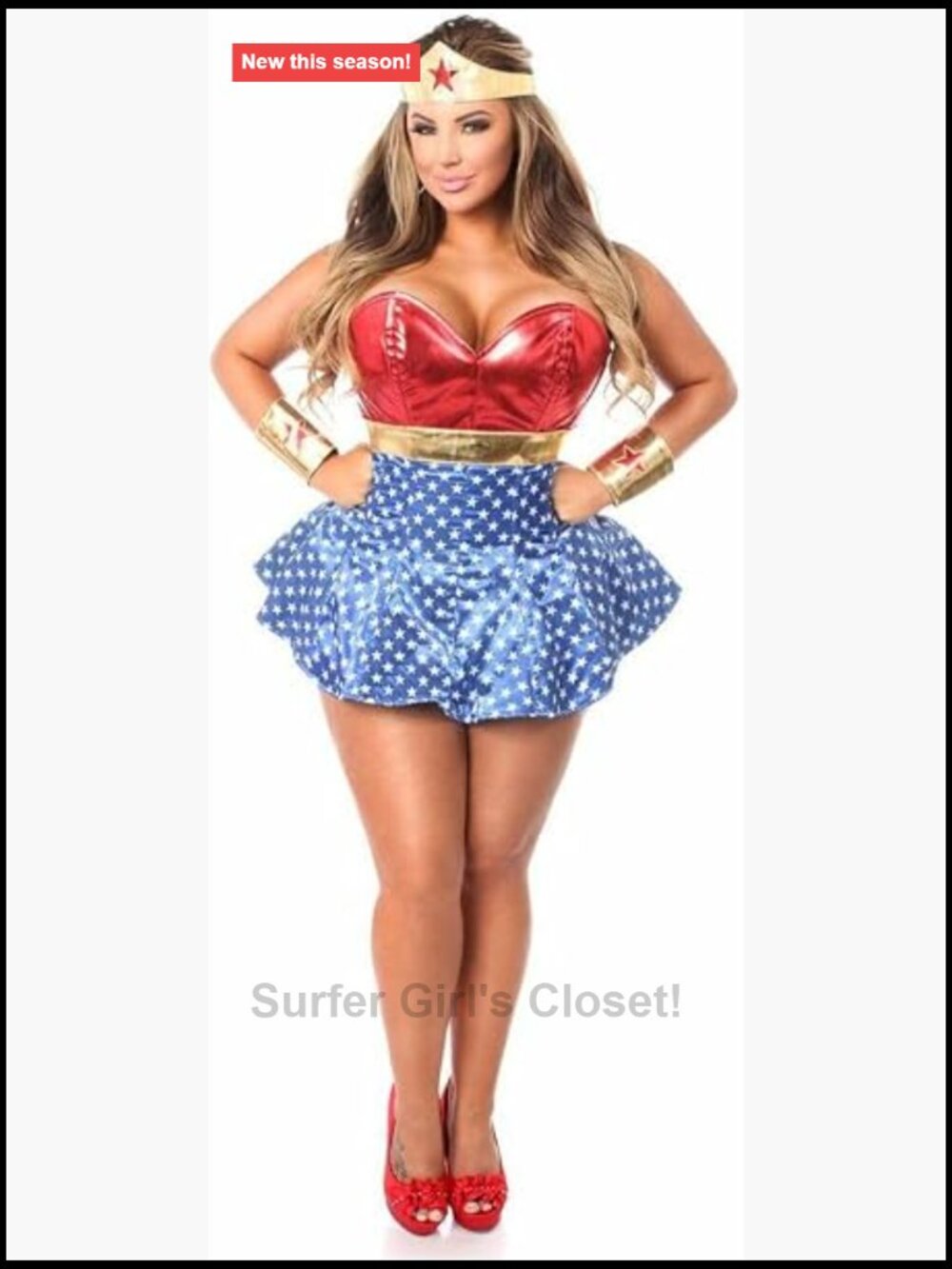 Lavish 3 Pc Superhero Corset Dress Costume Polyester Corset Dress Set